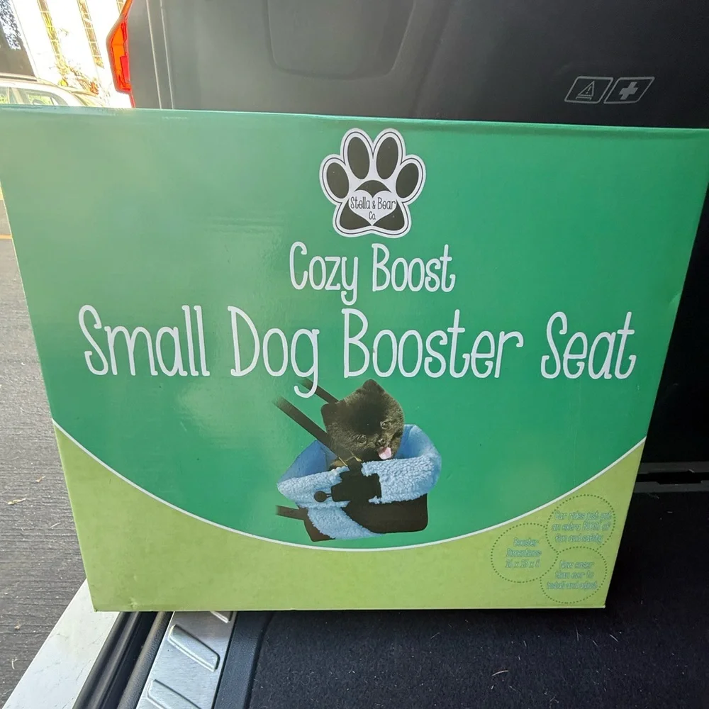 STELLA & BEAR CO. COZY BOOSTER DOG SEAT, SMALL BREEDS, BLACK/BLUE